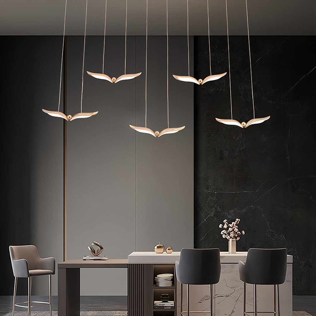 Aurelia Gull Pendant Light — Nordic LED Ceiling Lamp in Rose Gold