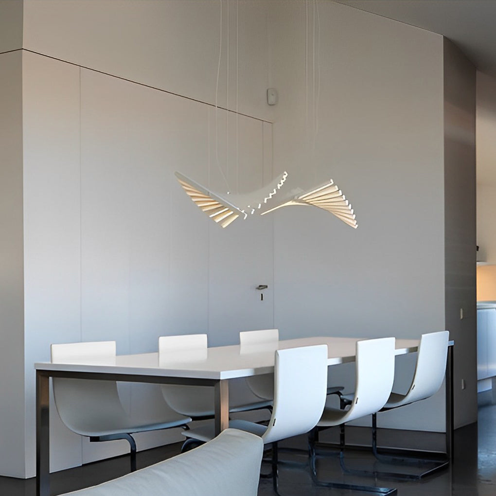 Waves Fishbone LED Chandelier – Modern Nordic Linear Pendant Light