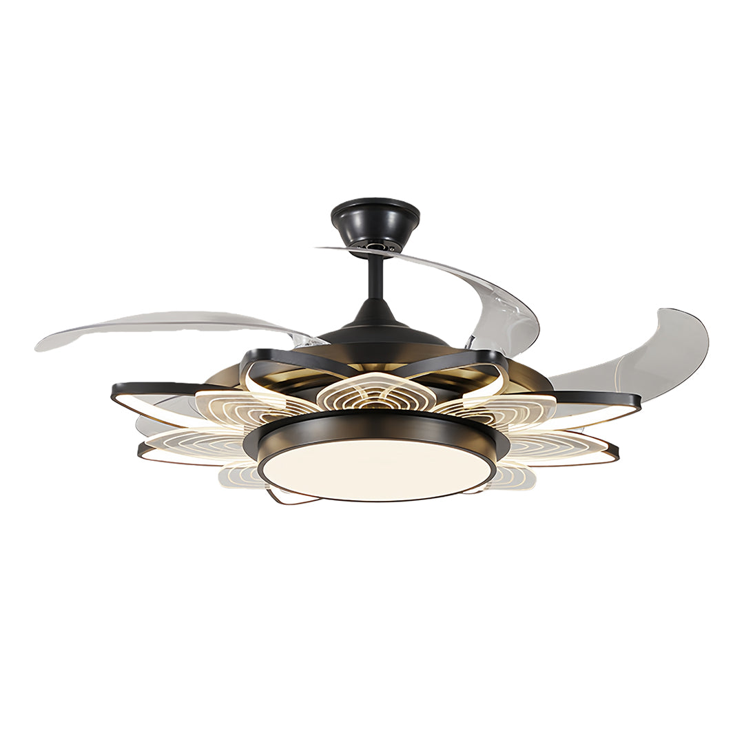 Aria Black Minimalist Ceiling Fan with Integrated LED Light