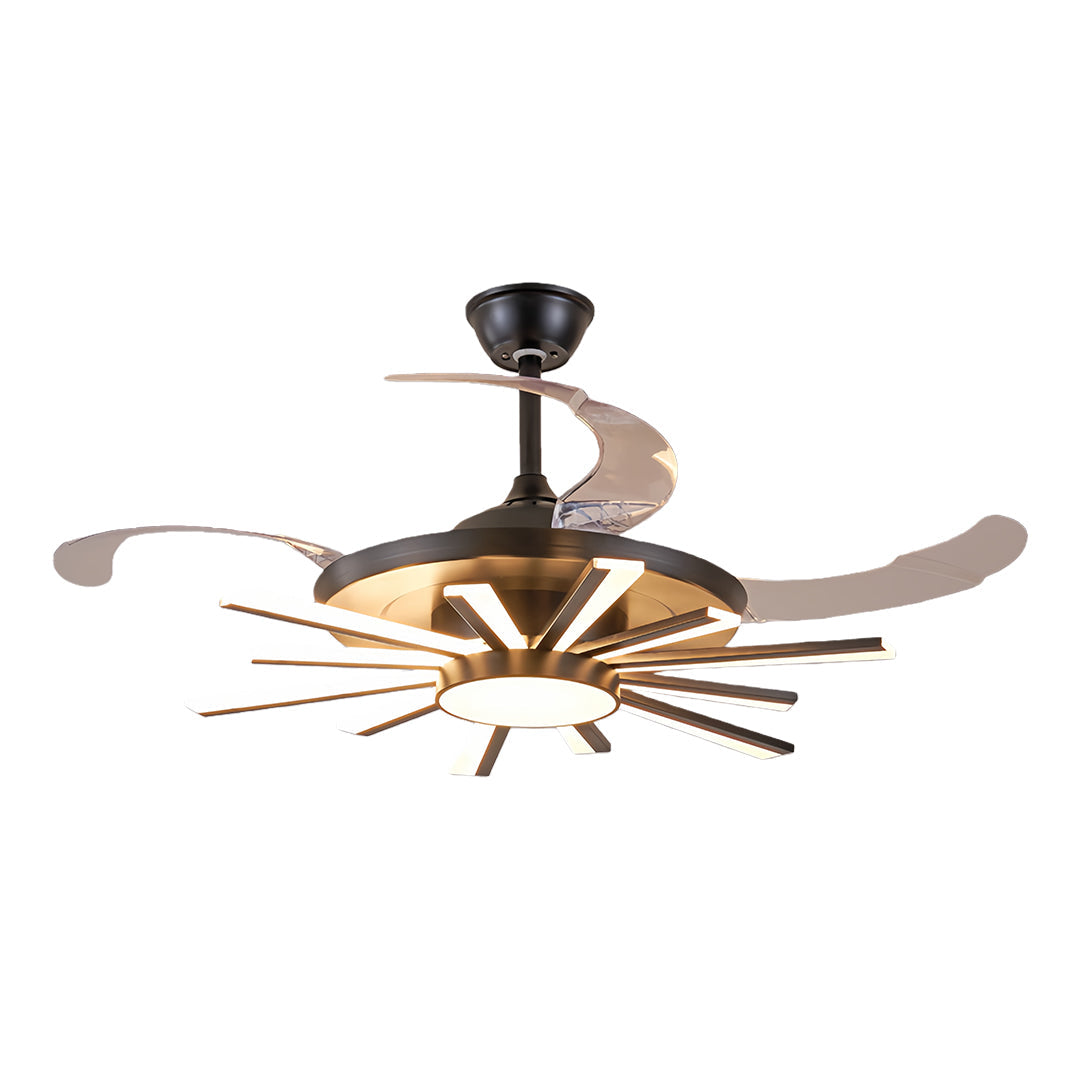 Modern Multi-Head Ceiling Fan with Integrated LED Light in Black or Gold