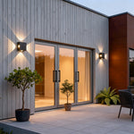 Quadra Outdoor LED Wall Sconce in Matte Black, 360° Architectural Lighting