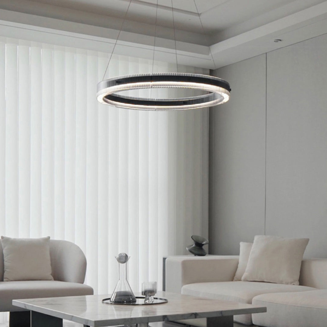 Black Round Chandelier Minimalist Italian Glass Pendant Light