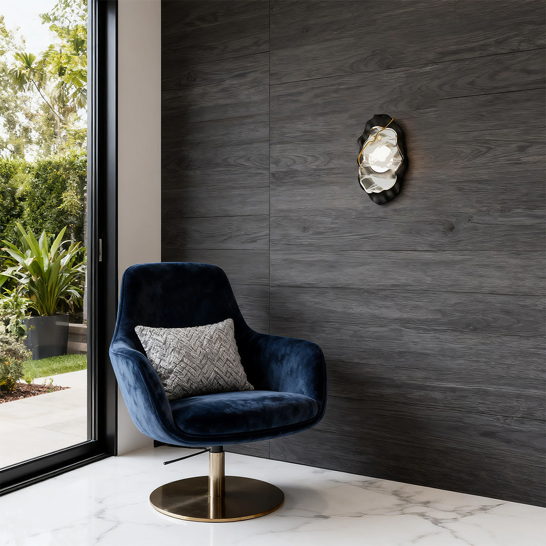 Noir Full-Spectrum LED Wall Sconce with Glass Shade