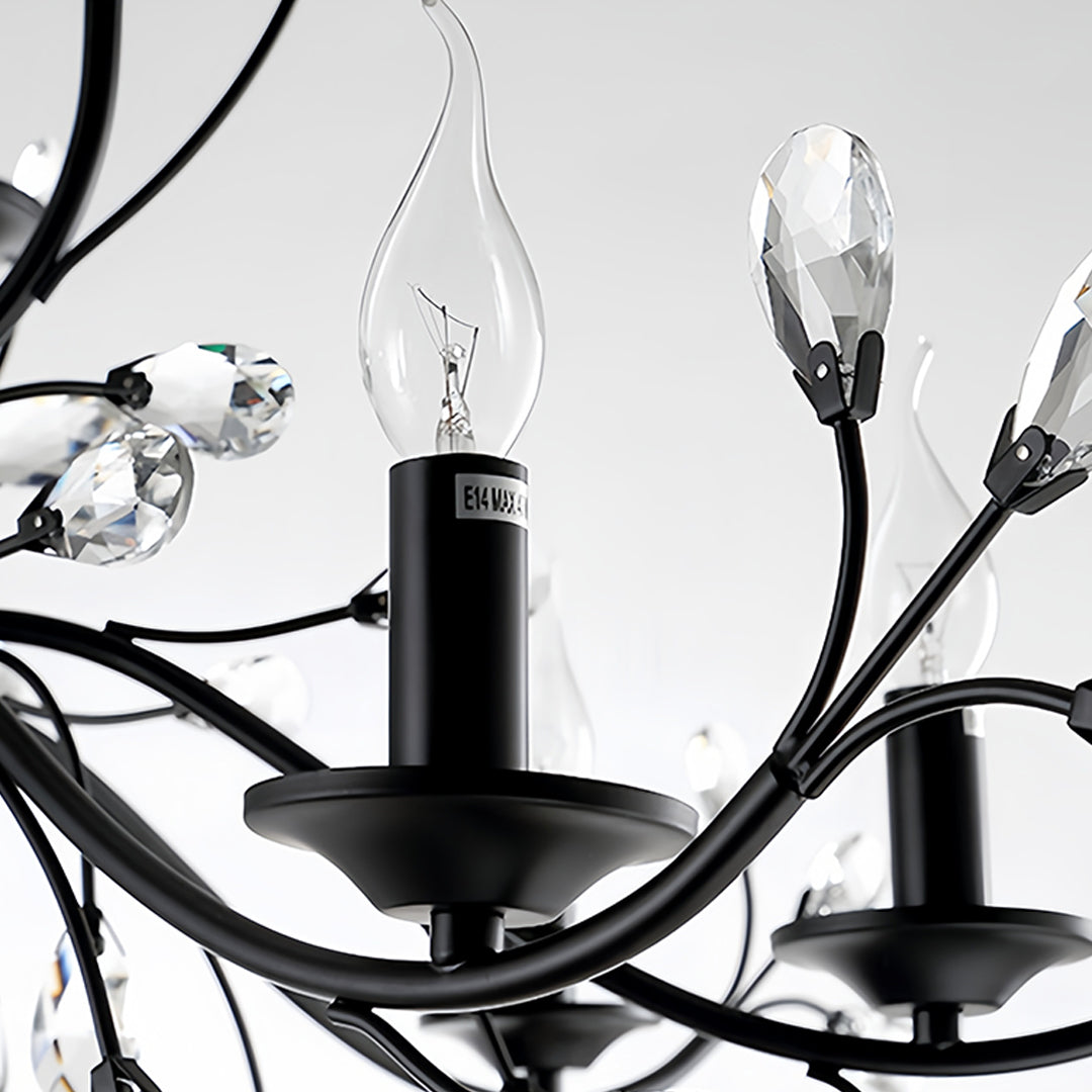 Lumière Cascade Crystal Candle Chandelier with LED Candelabra Bulbs