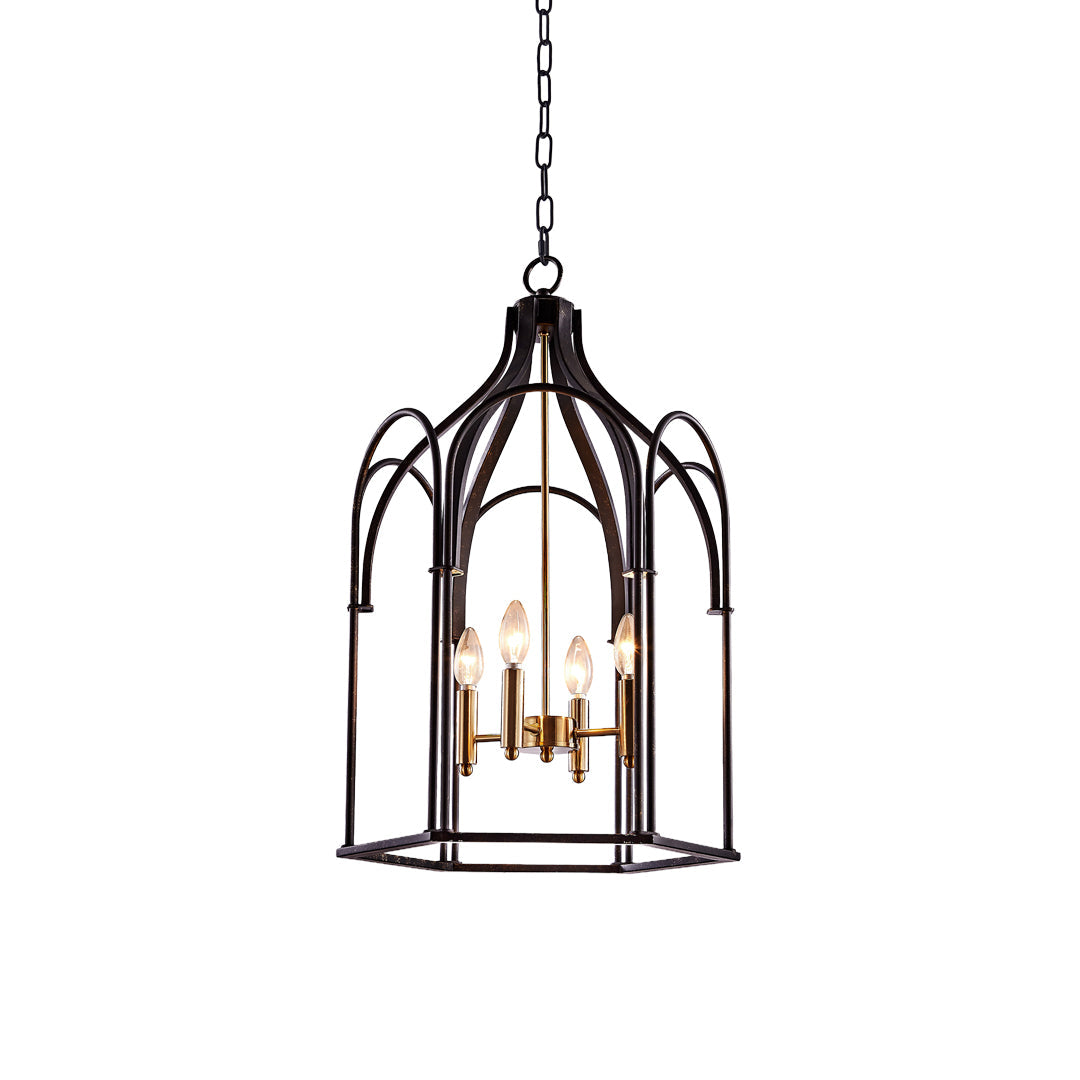 Artisan Iron Lantern Chandelier with Candle Bulbs for Vintage Interiors