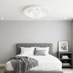 Modern White Ceiling Fan with Dimmable LED Light, 7-Blade Flush Mount
