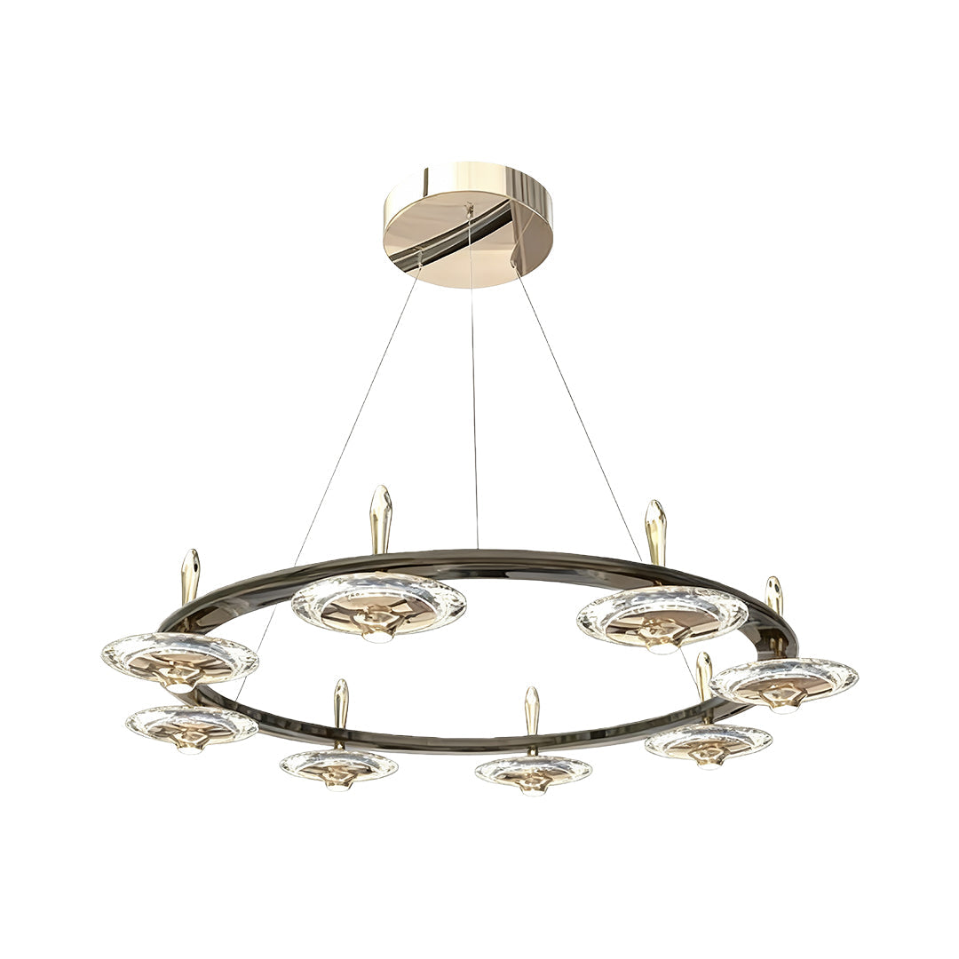 Lumière Cristalline Chandelier in Terracotta Gold with Pearl Black Crystal