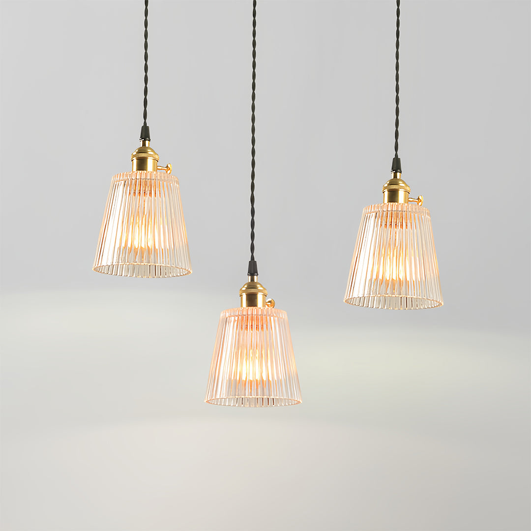 Nordic Minimalist Brass Pendant Light with Clear Glass Shade