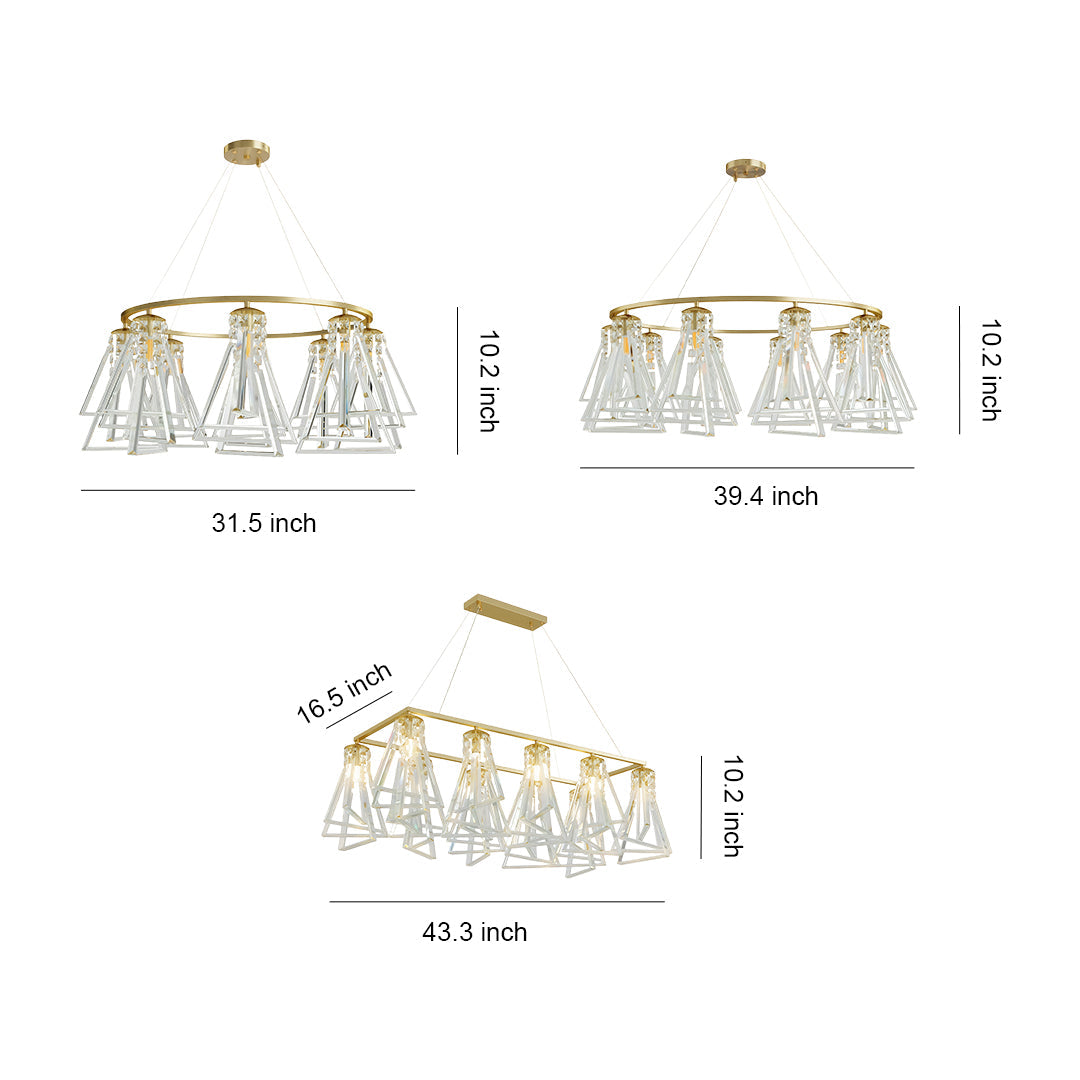 Aurelia Crystal Chandelier in Brass, Chrome, or Black