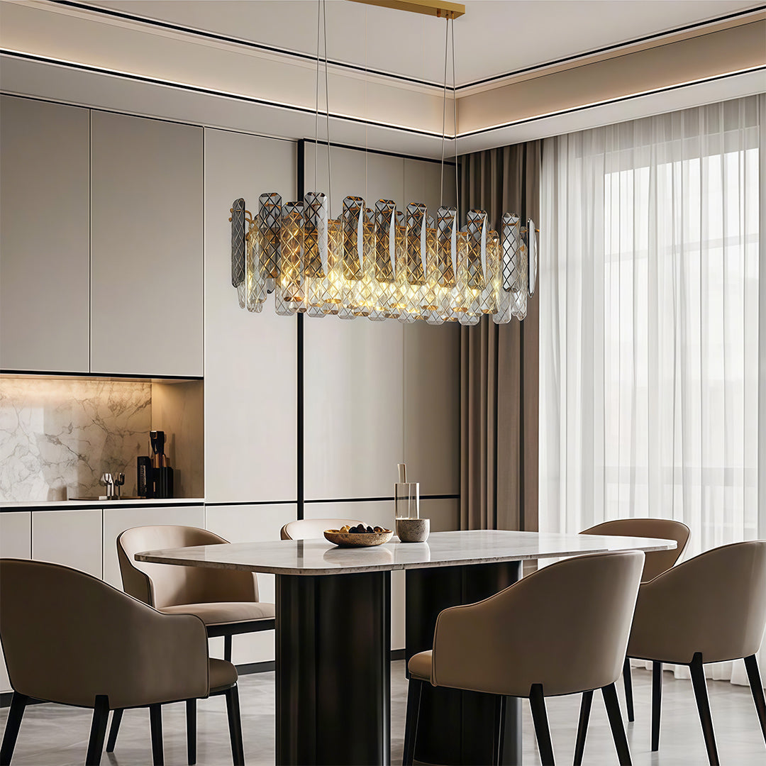 Lumière de Cristal Contemporary Crystal Chandelier with Adjustable Chain