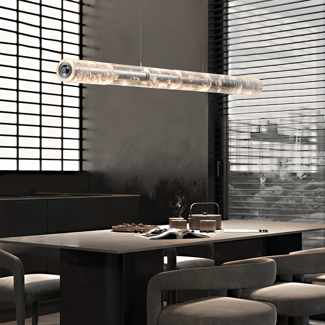 Modern Crystal Linear Pendant Light with Adjustable Cord