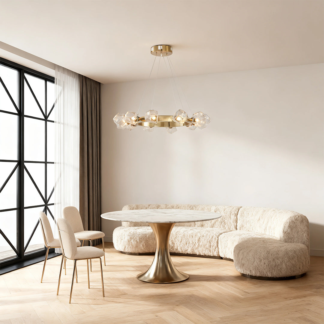 Aurelia Brass Ring Chandelier with Clear Glass Shades