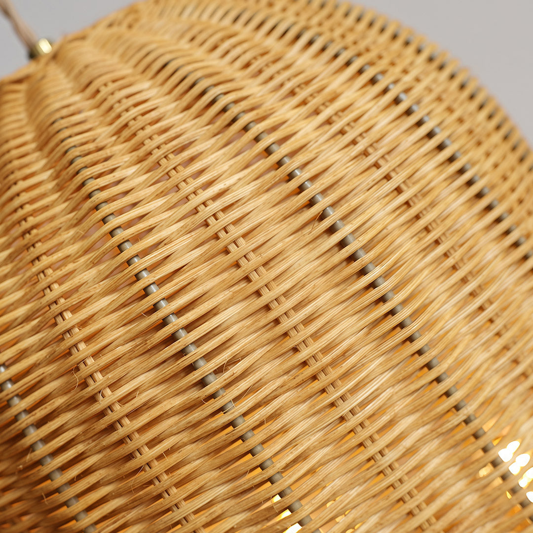 Artisan Rattan Pendant Light with Iron Frame – Japanese Wabi-Sabi Ceiling Lamp