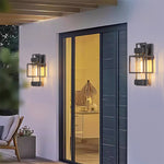 Vintage Wrought Iron Outdoor Wall Sconce with Clear Glass Shade