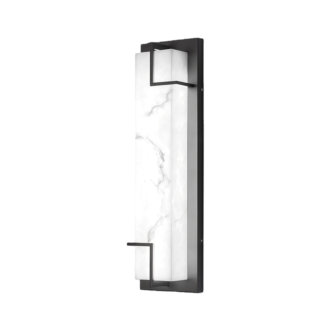 Black Stainless Steel Outdoor Wall Sconce with Marble Shade
