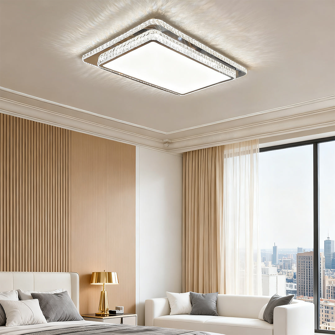 Luxury Crystal Flush Mount Ceiling Light in Polished Chrome