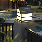 House-Shaped Outdoor Pillar Light in Black Stainless Steel