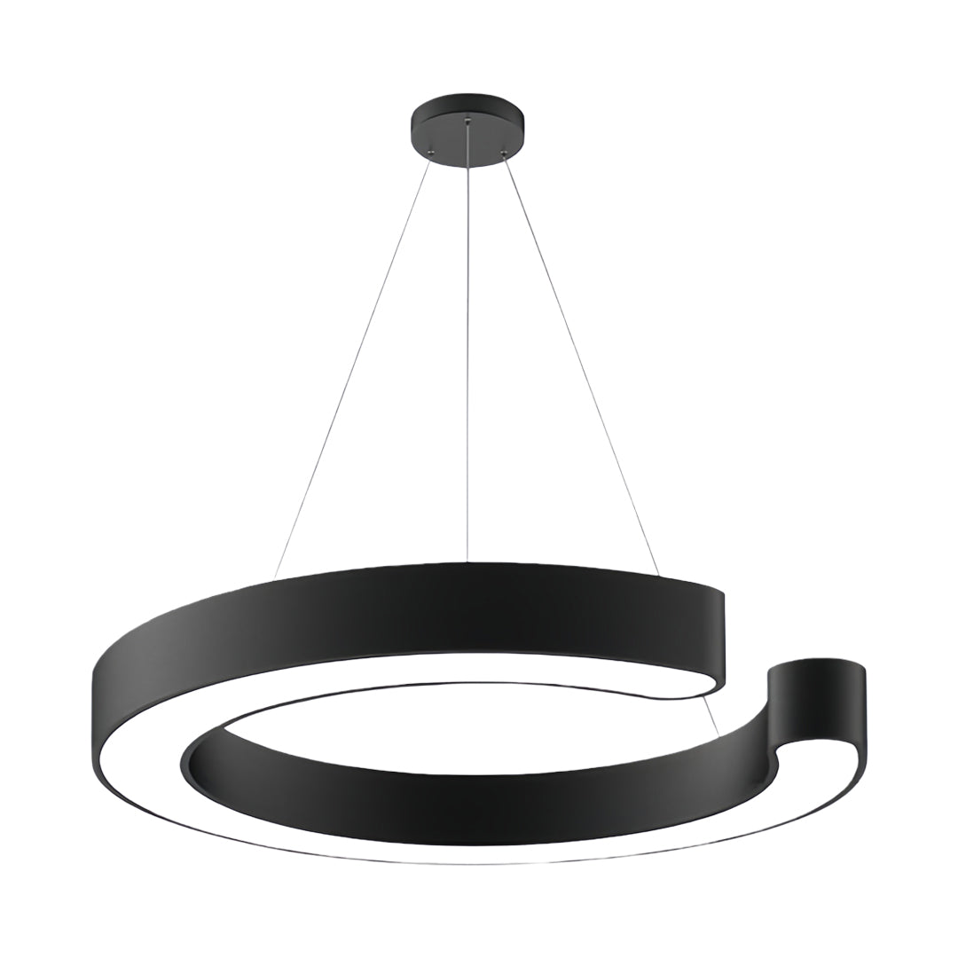 Geometric LED Pendant Light in Matte Black with Frosted Acrylic Shade