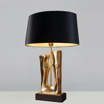 Sculptural Gold & Black Table Lamp with Elegant Drum Shade