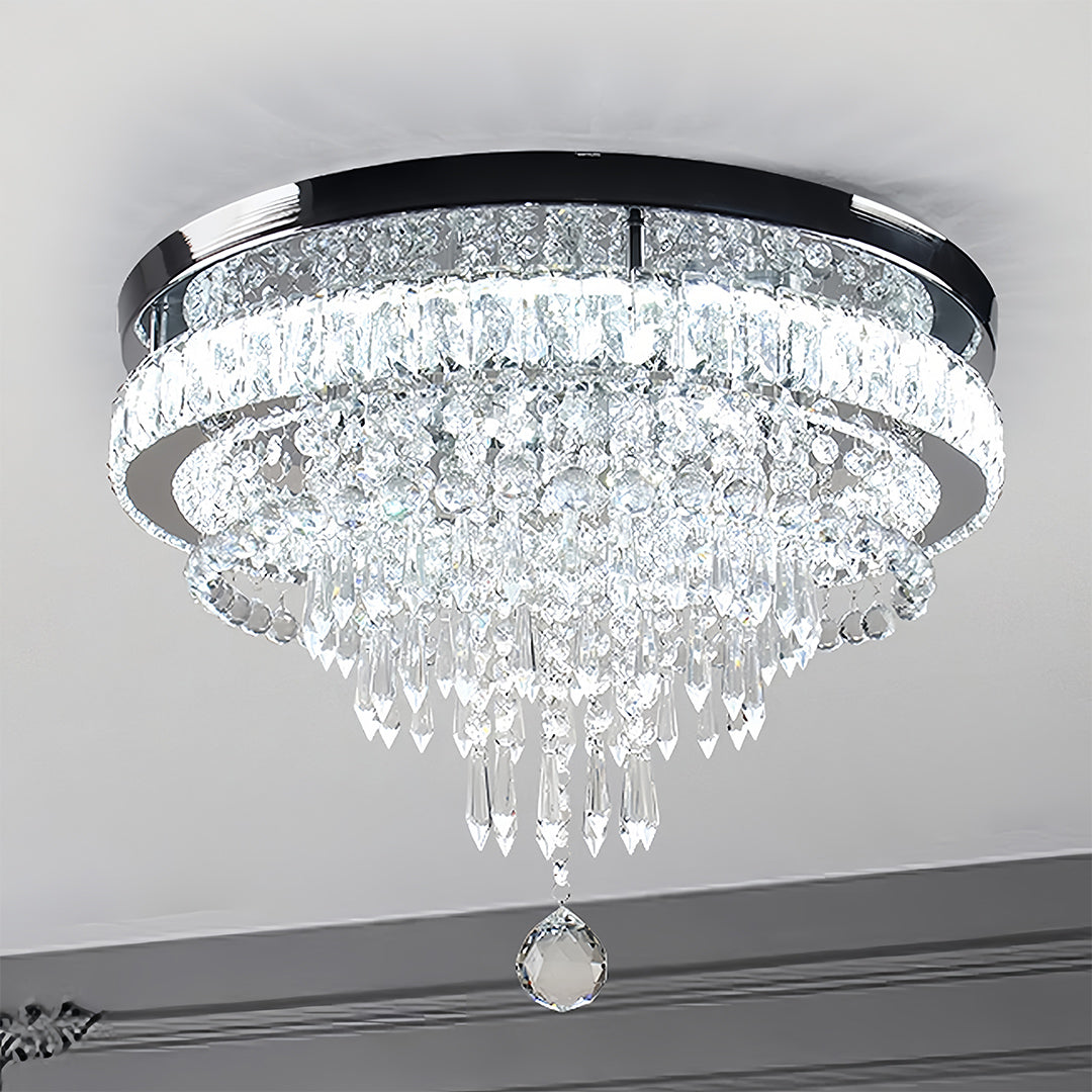 Aurelia Crystal Flush Mount Ceiling Light in Gold Stainless Steel