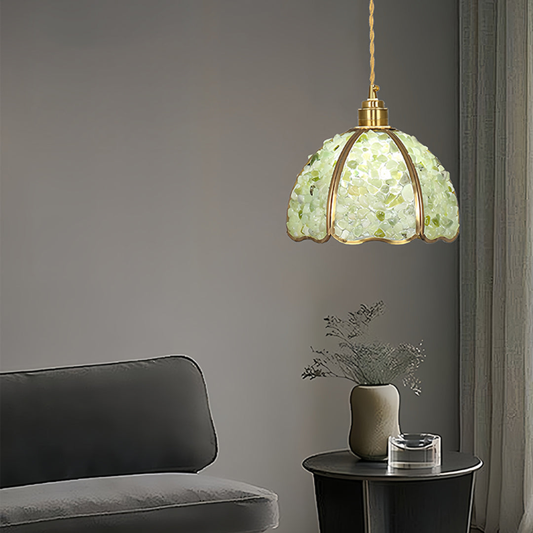 Vintage Crystal Pendant Light in Solid Copper, Small Scale