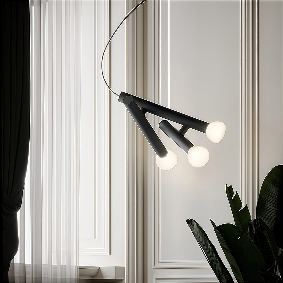Cylindrical Black Pendant Light with Clear Glass Shade