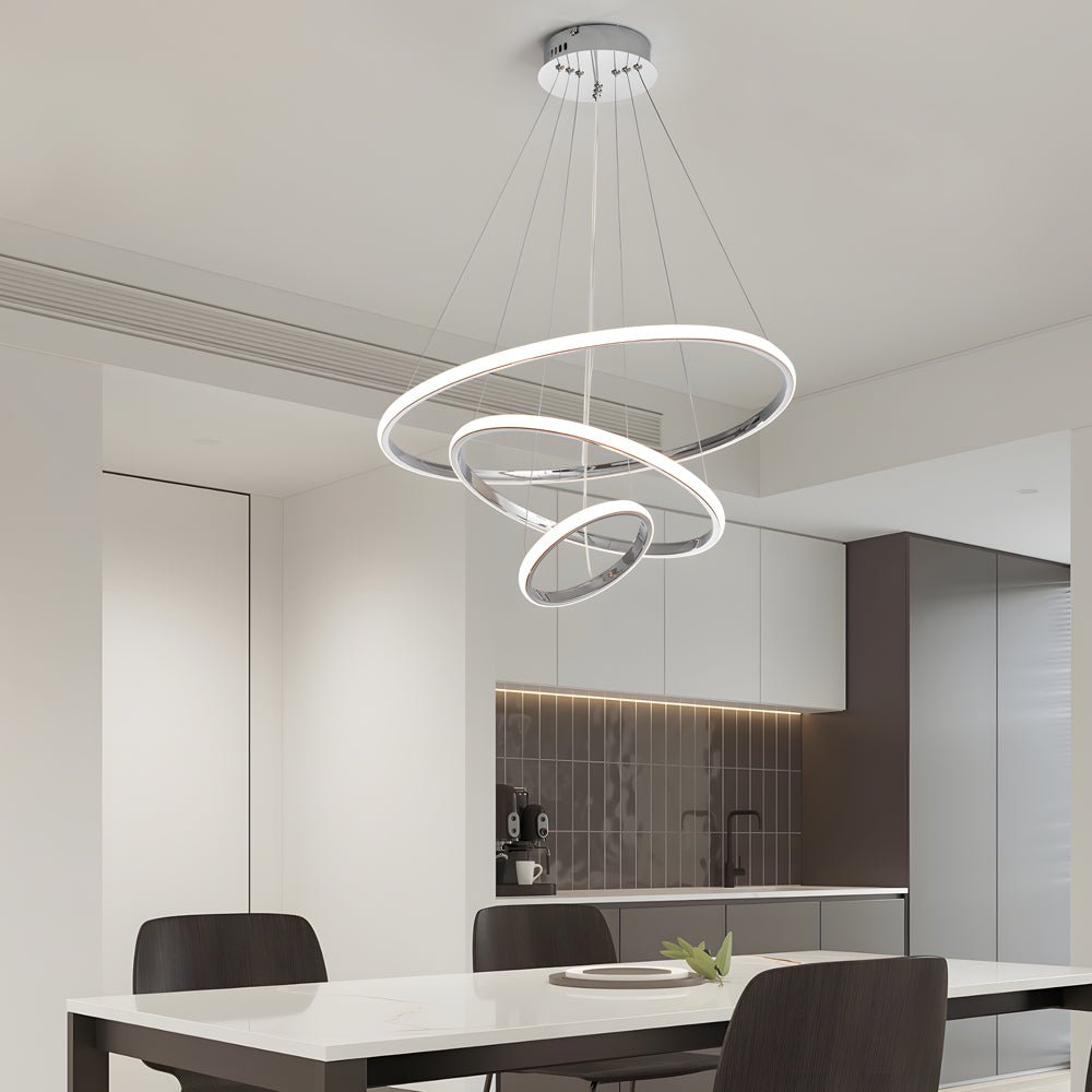 Aurelia Tiered Ring Chandelier — Chrome Finish, LED, Dimmable