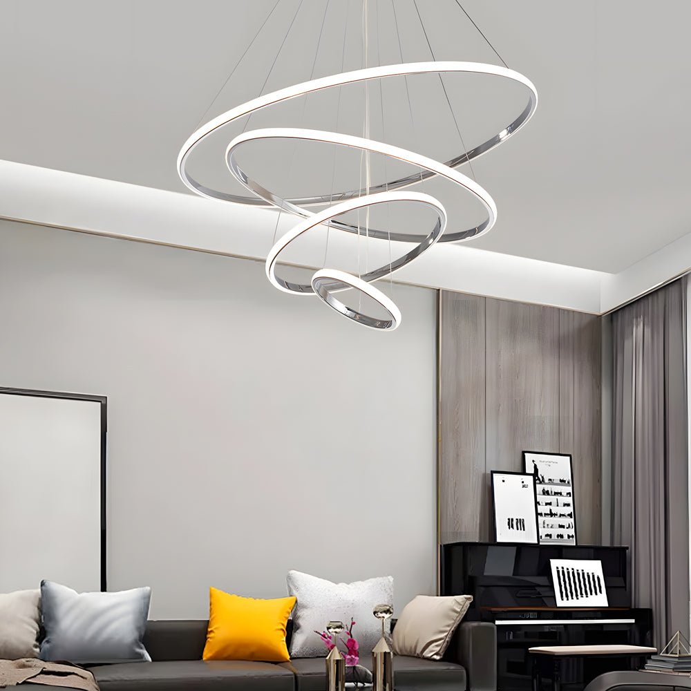 Aurelia Tiered Ring Chandelier — Chrome Finish, LED, Dimmable