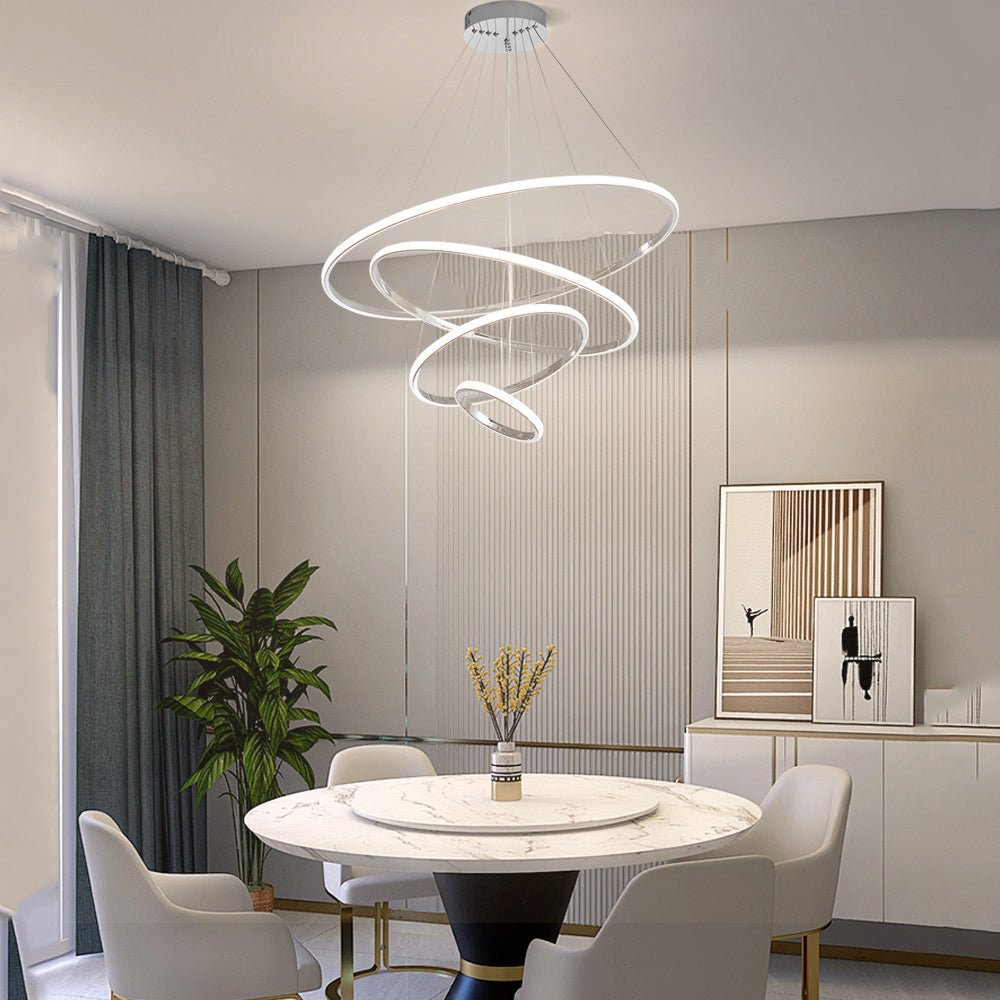 Aurelia Tiered Ring Chandelier — Chrome Finish, LED, Dimmable