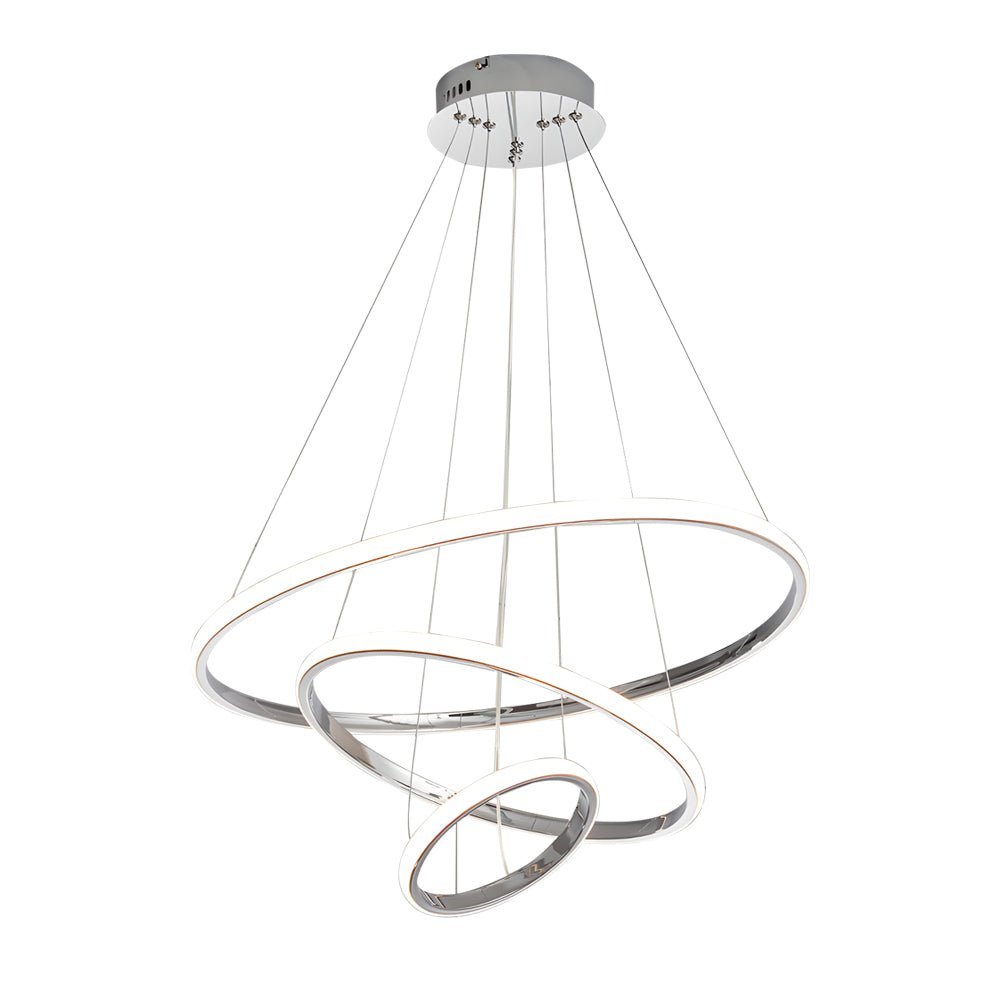 Aurelia Tiered Ring Chandelier — Chrome Finish, LED, Dimmable