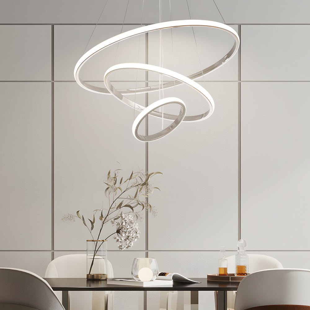 Aurelia Tiered Ring Chandelier — Chrome Finish, LED, Dimmable