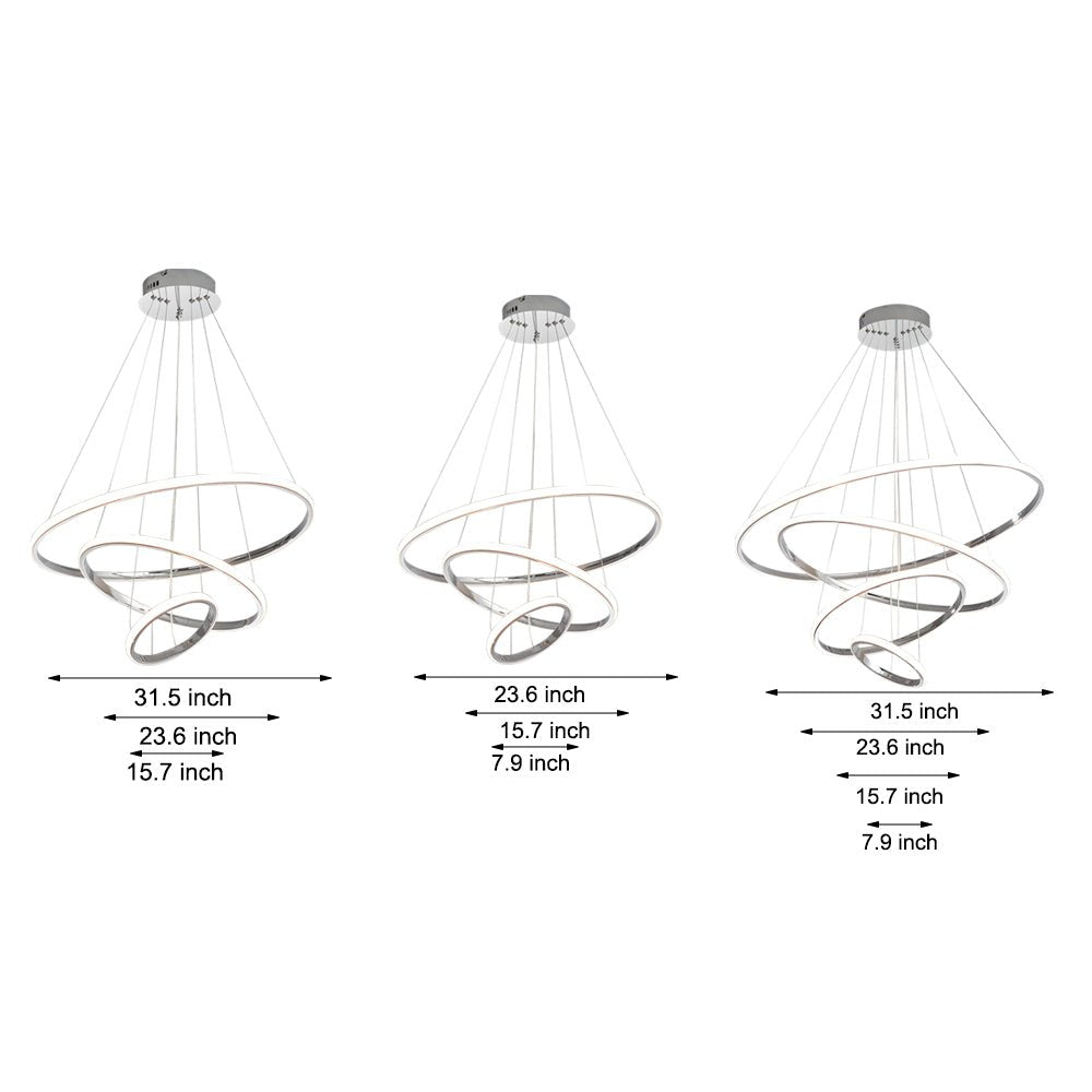 Aurelia Tiered Ring Chandelier — Chrome Finish, LED, Dimmable