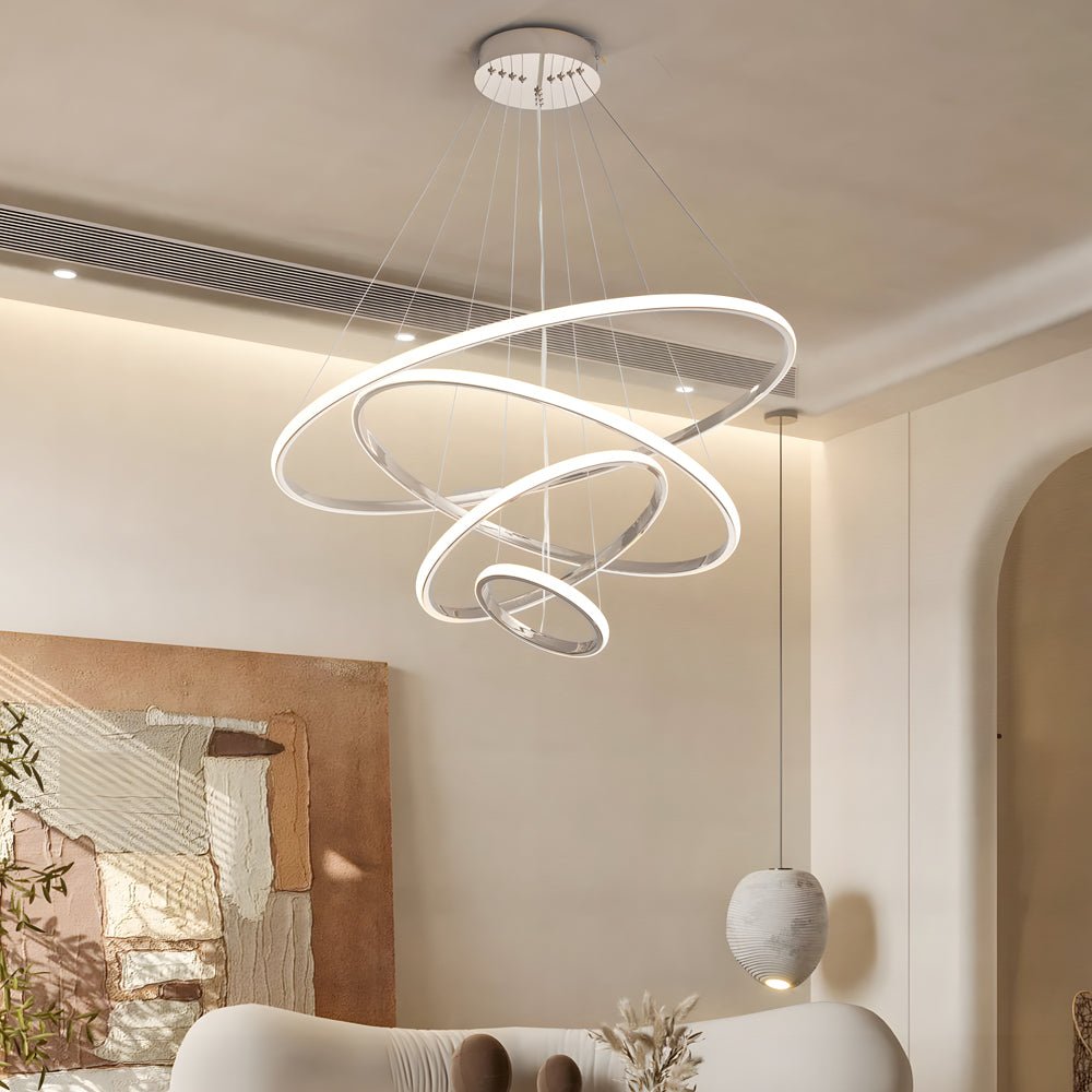 Aurelia Tiered Ring Chandelier — Chrome Finish, LED, Dimmable