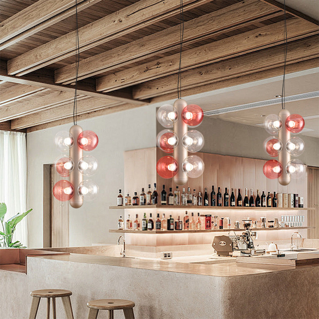 Lumière Moderne Glass Bubble Chandelier in Gold for Dining and Living Spaces
