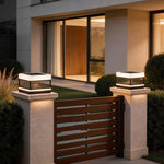 Modern Outdoor Pillar Top Light in Black Stainless Steel