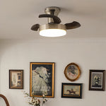 Silver French Retro Ceiling Fan with Dimmable LED Light and Walnut Blades