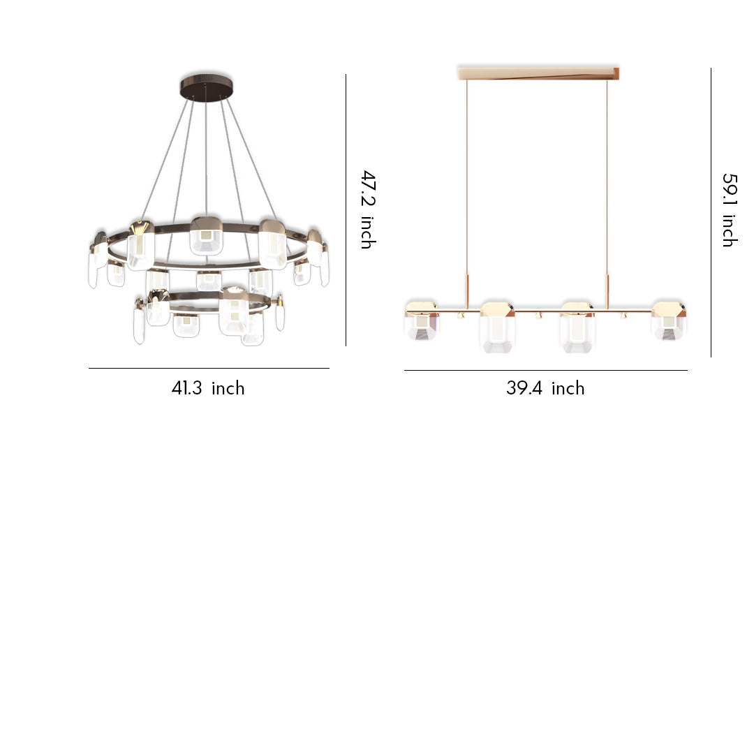 Italian Crystal Chandelier Minimalist Gold LED Ceiling Light
