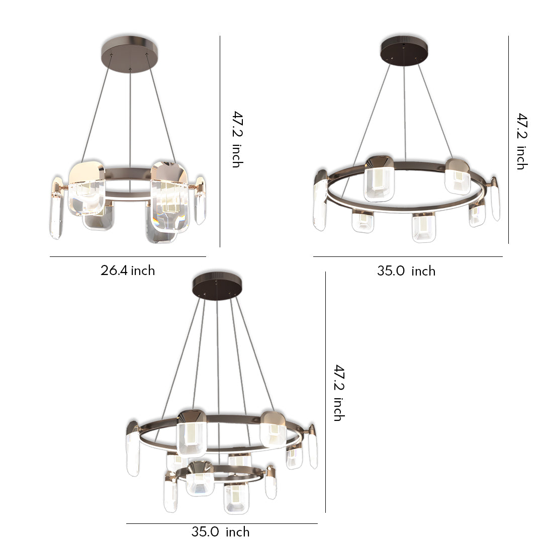 Italian Crystal Chandelier Minimalist Gold LED Ceiling Light
