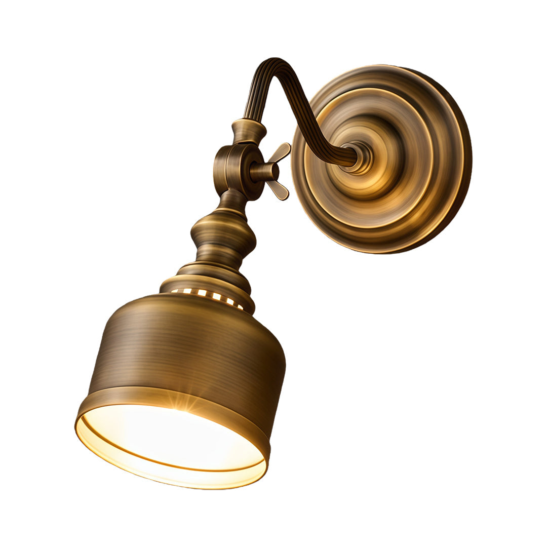 American Retro Solid Brass LED Wall Sconce for Bedroom and Living Room