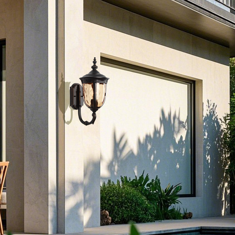 Artisan Copper Outdoor Wall Sconce with Champagne Glass Shade