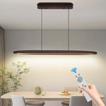 Linear LED Pendant Light in Walnut and Iron for Modern Dining and Kitchen