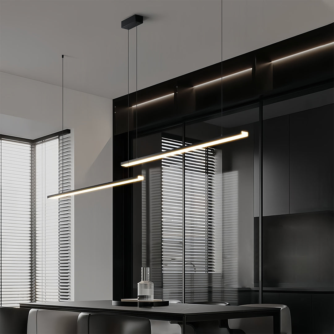Linear Double Pendant Light in Brushed Black Aluminum