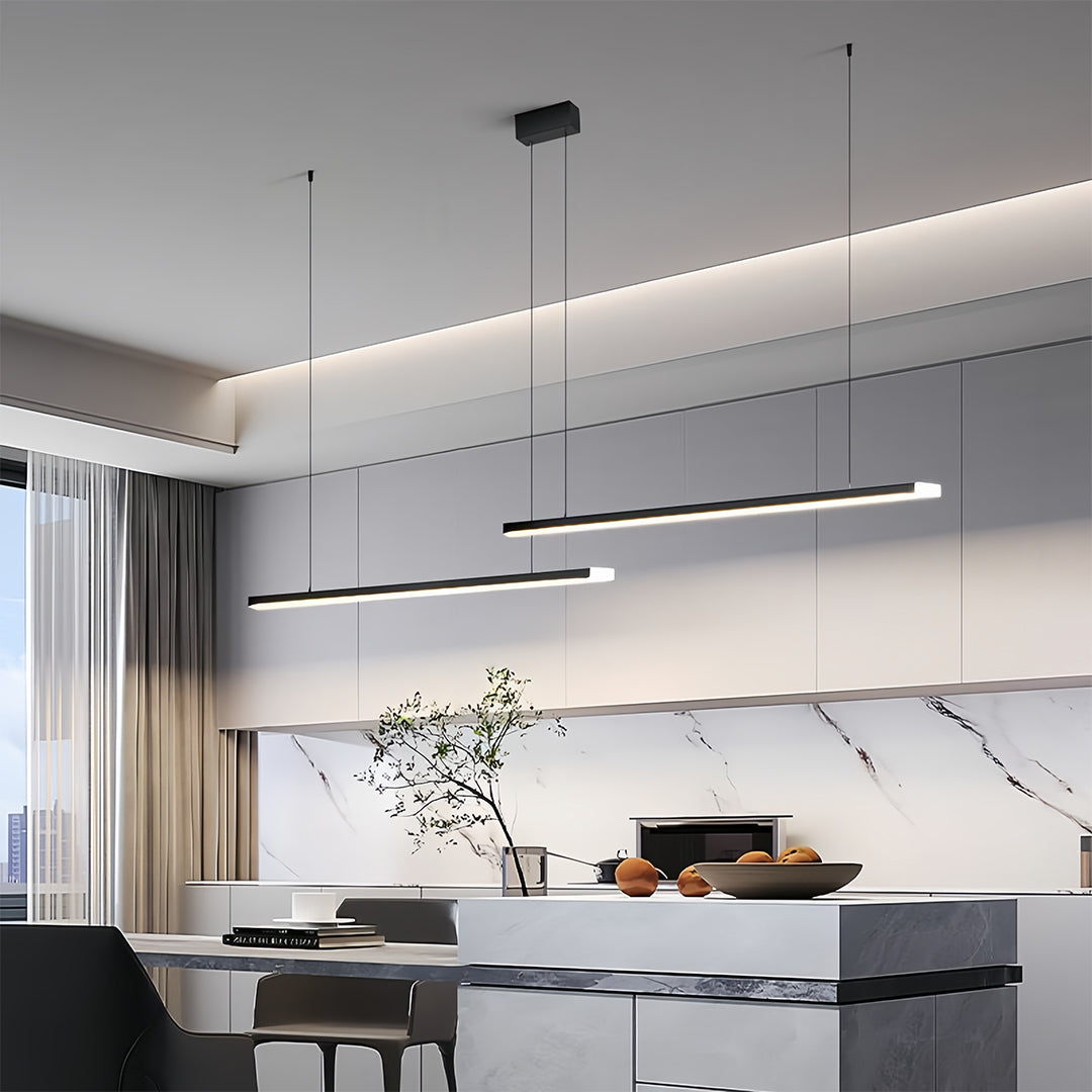 Linear Double Pendant Light in Brushed Black Aluminum