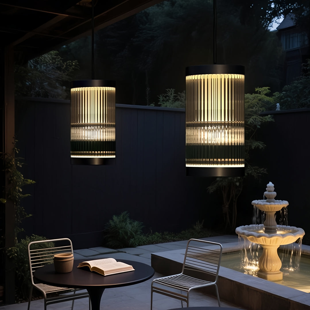 Modern Outdoor Pendant Light with Stainless Steel Frame and Acrylic Shade
