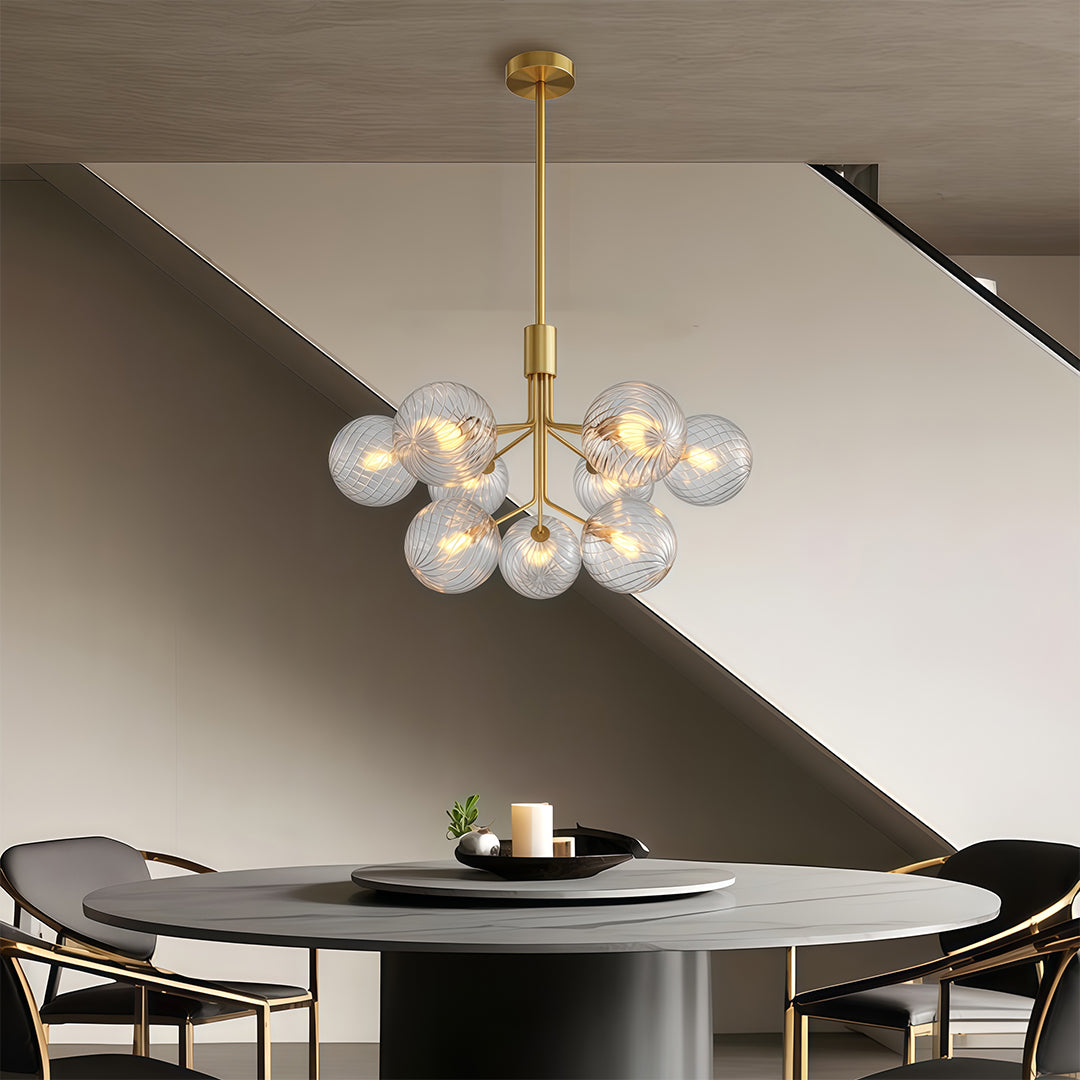 Solid Copper Glass Ball Chandelier | Modern Luxury Pendant Light