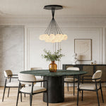 Matte Black Bubble Glass Chandelier with Warm LED Glow