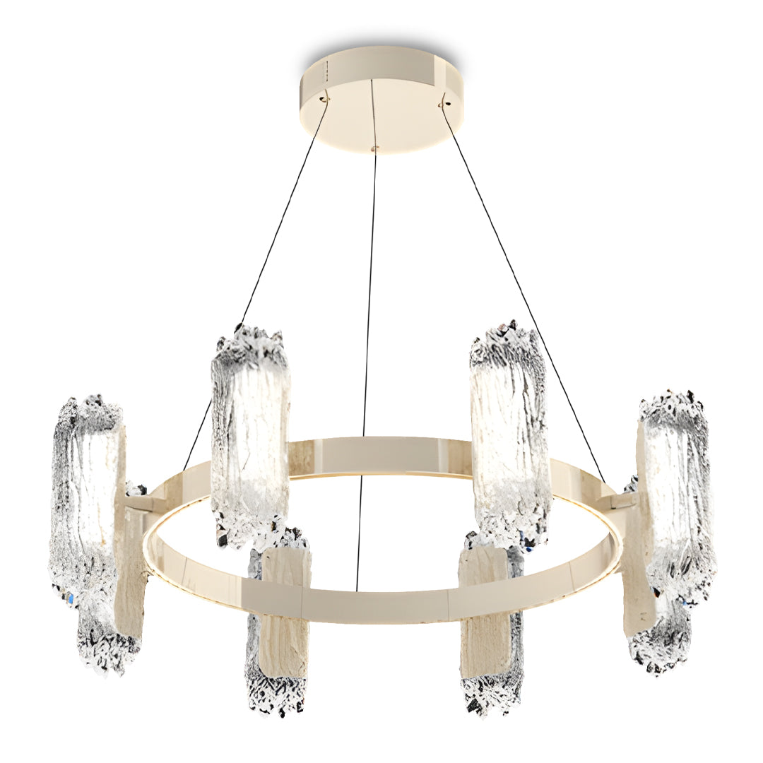 Aurelia Modern Metal Chandelier with Acrylic Shades, Gold Finish, LED