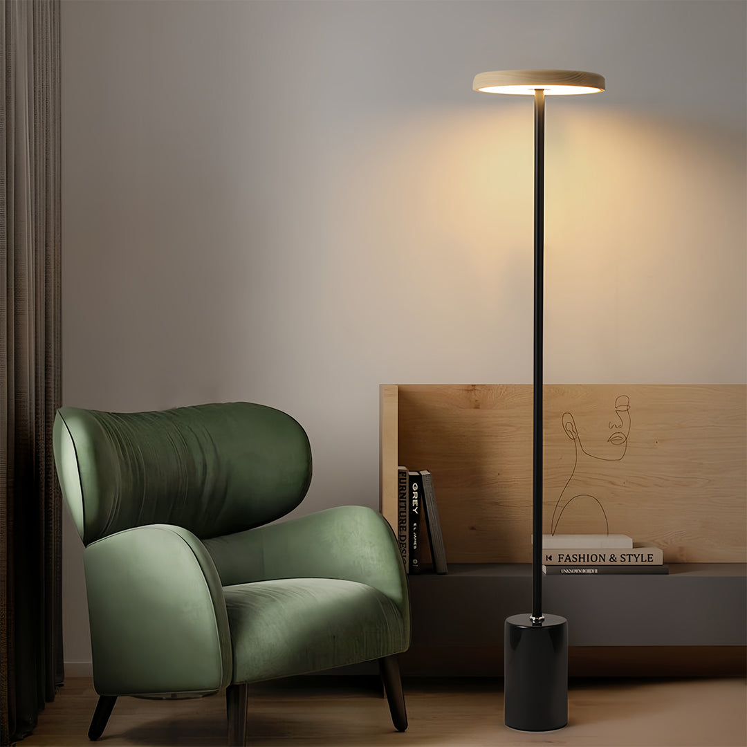 Lumina Floor Lamp – Modern LED Uplight with Marble Base and Acrylic Shade