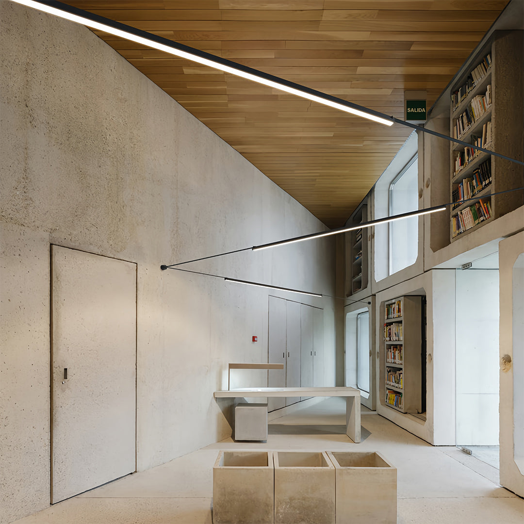 Nordic Minimalist Linear Pendant Light with Adjustable Height