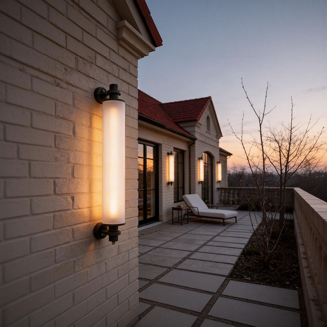 Cylindrical LED Outdoor Wall Sconce in Gray Aluminum